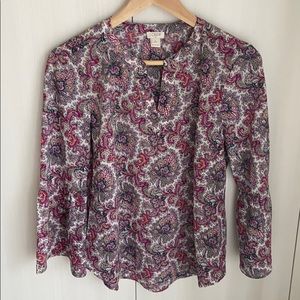 J. Crew Paisley Blouse with Bell Sleeves